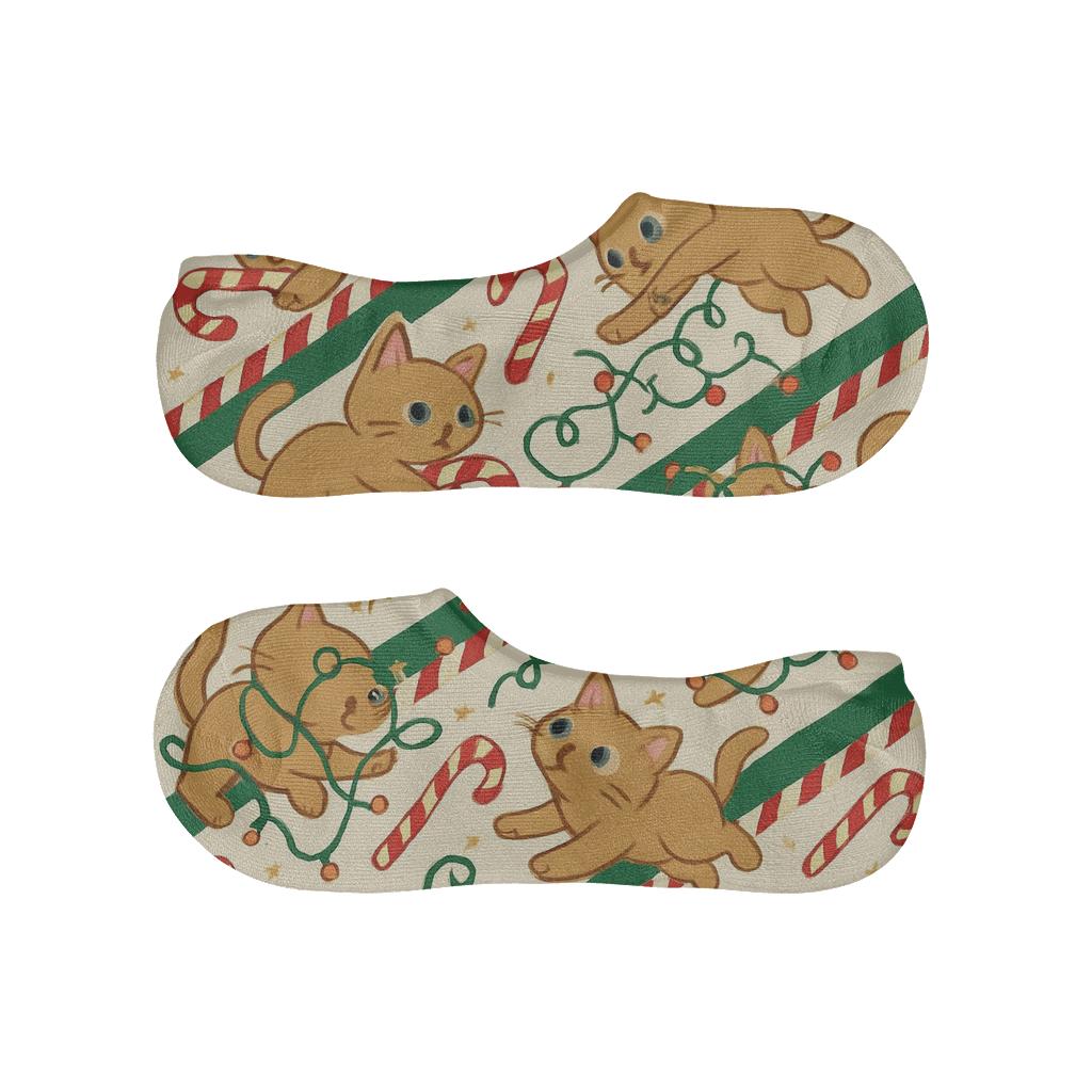 Candy Stripe Cat Chaos low cut no-show socks