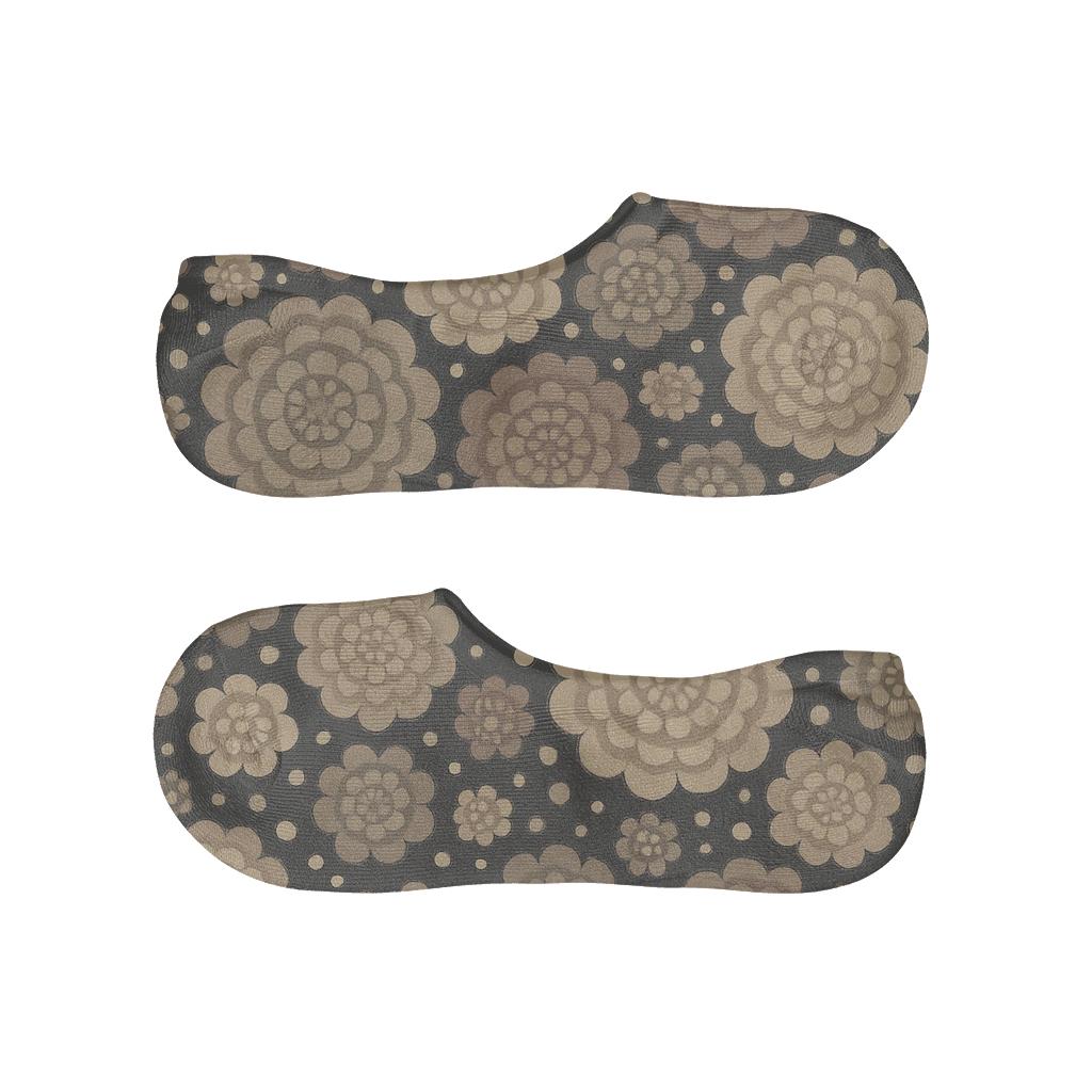 Layered Rosette Collage On Charcoal Field comfortable low-cut socks