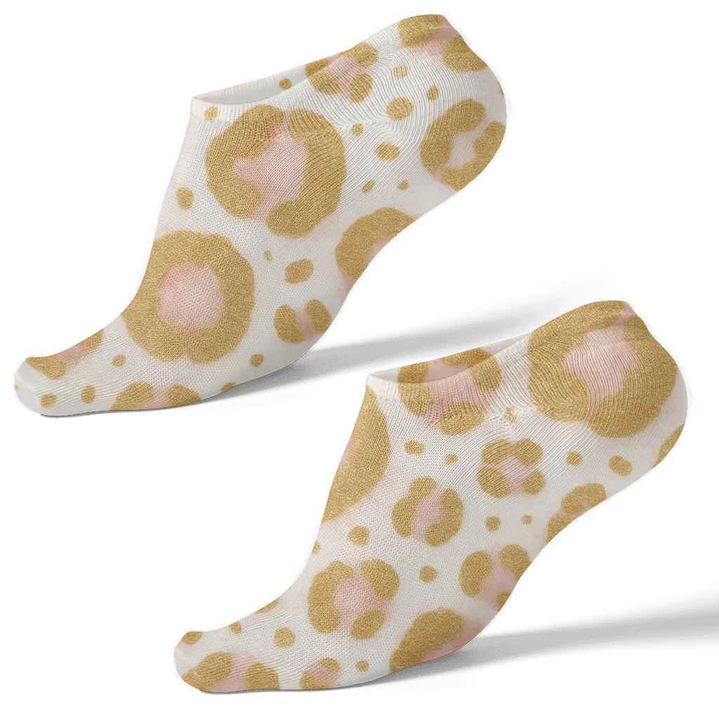 Blush Pink Gold Spot Scatter On White Background custom ankle socks