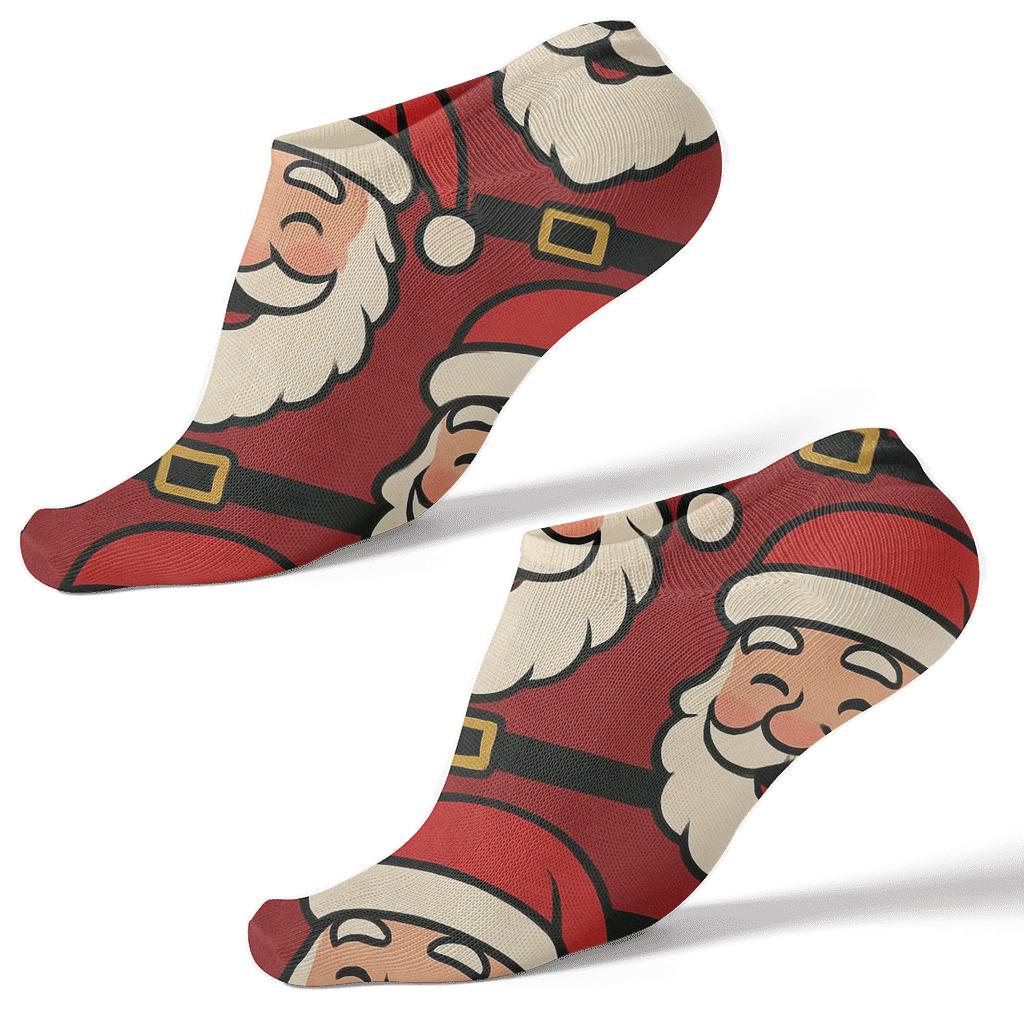 Santa Face Repeating Motif personalized ankle socks