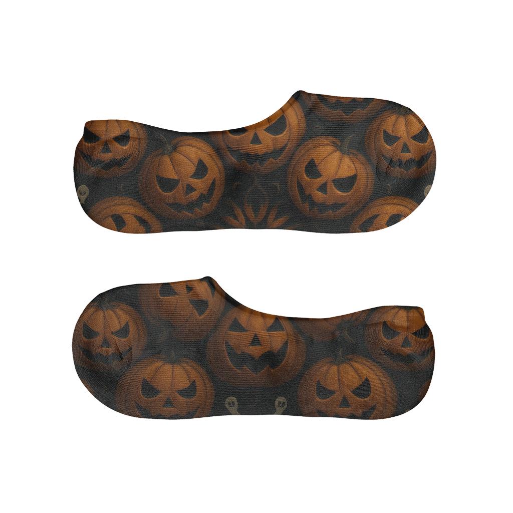 Glowing Pumpkin Tessellation On Black Background personalized no-show socks