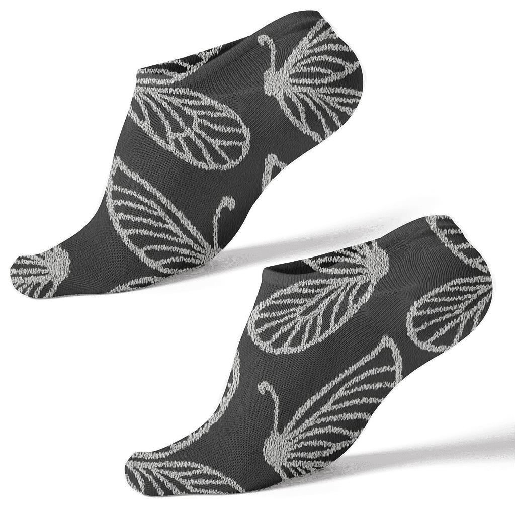 Wing Venation Lattice On Black designer print ankle socks