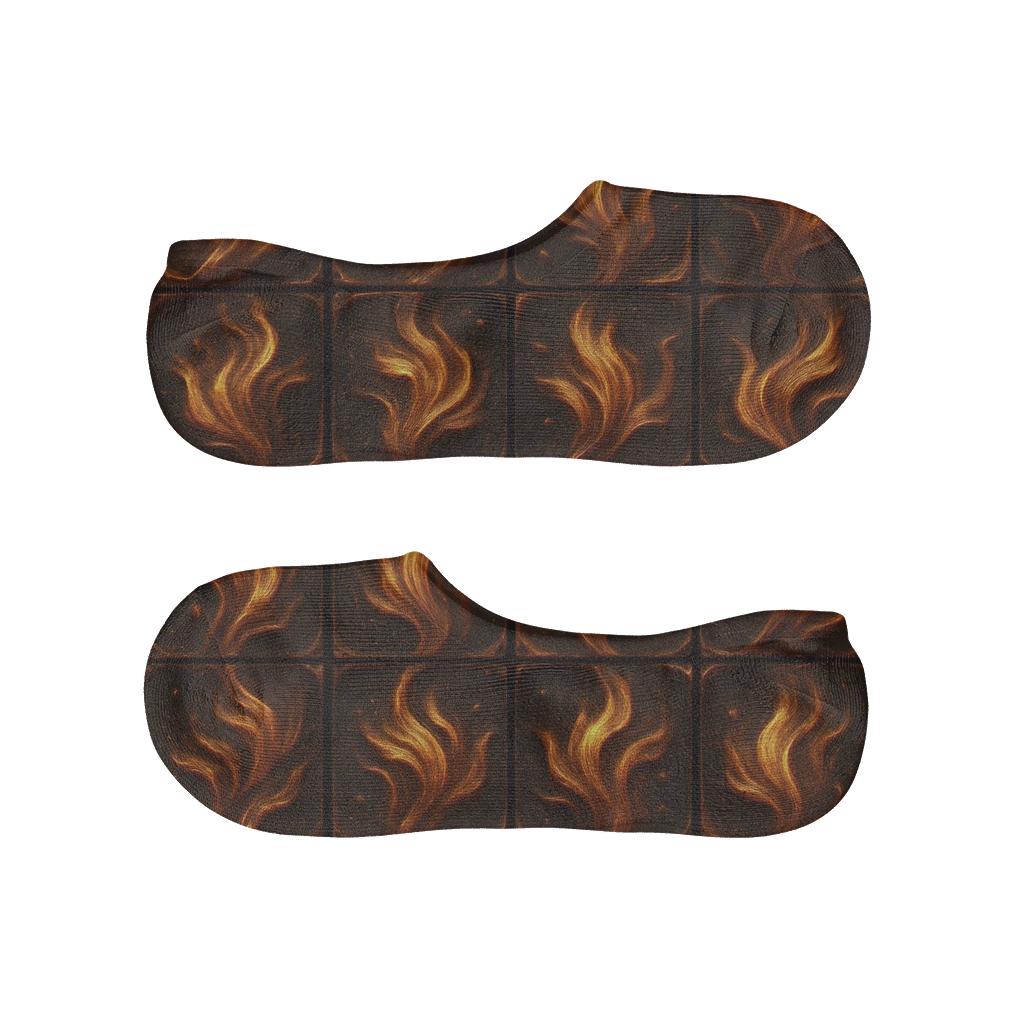Molten Tesserae Flame Grid designer printed no-show socks