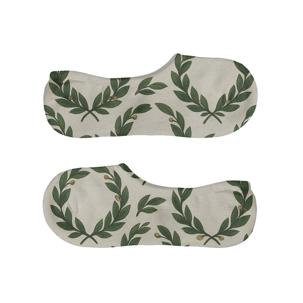 Wreath Laurel Grid low cut no-show socks