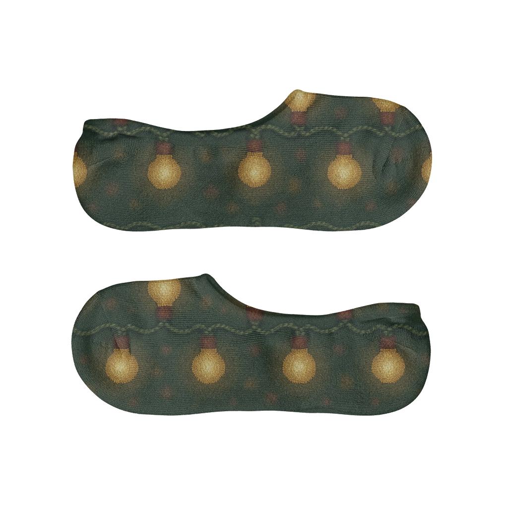 Warm Amber Bulb Chain On Deep Evergreen comfortable low-cut socks