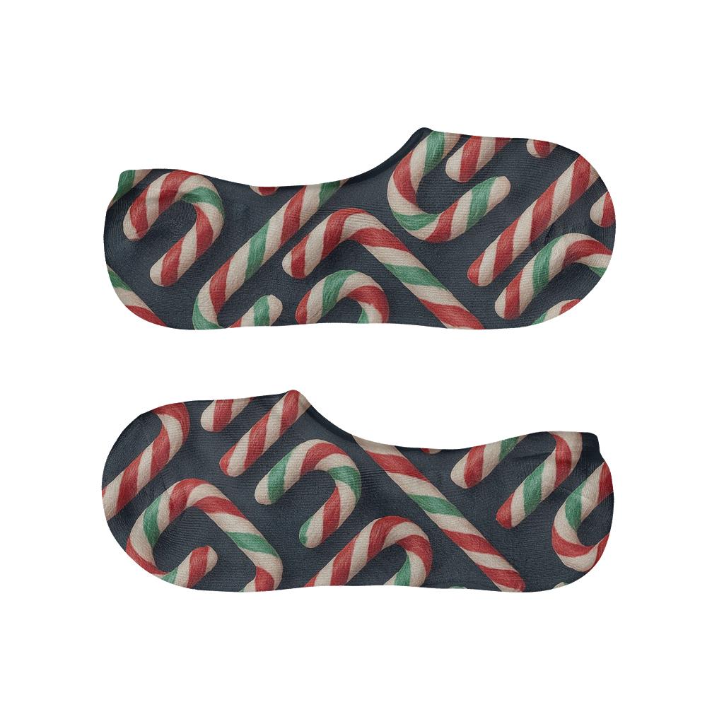 Candy Cane Wave Pattern Xmas anti-slip no-show socks