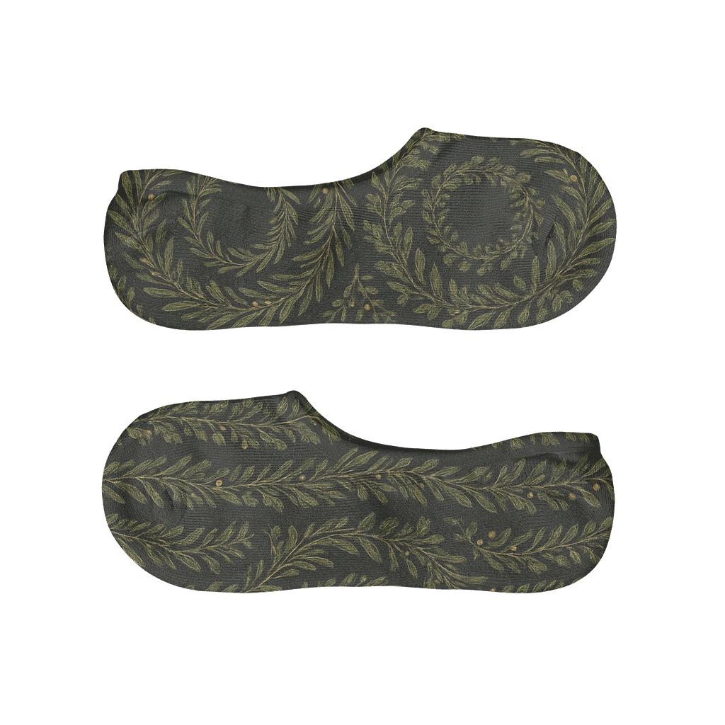 Herb Hoop Pattern Wreath-Edition soft cotton no-show socks