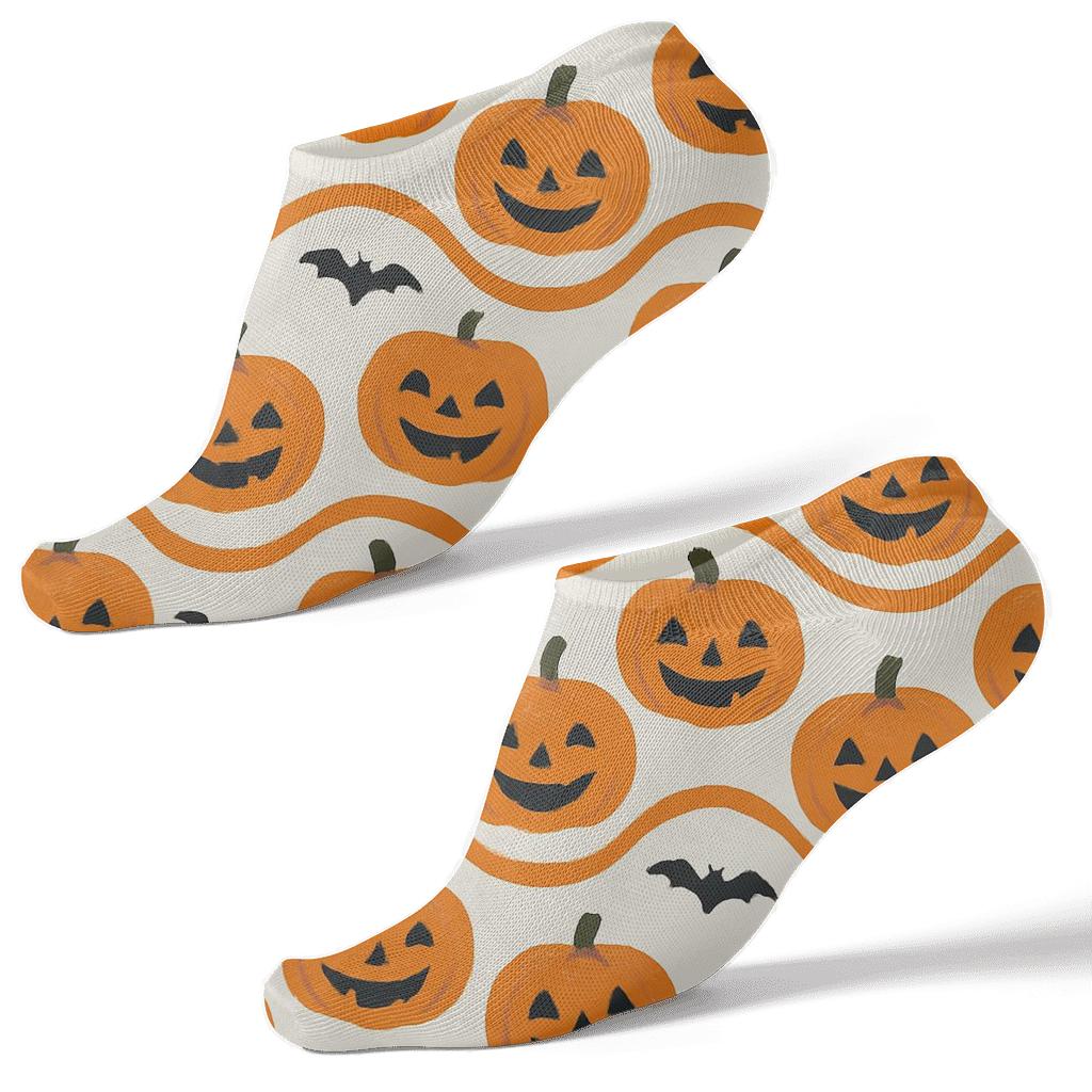 Jack O Lantern Smile Wave On White Background stylish athletic ankle socks