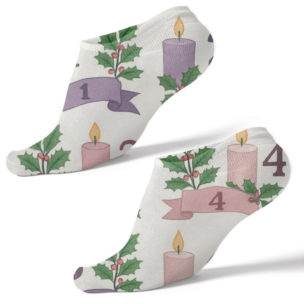 Numbered Candle Repeat With Advent Candles premium sports ankle socks