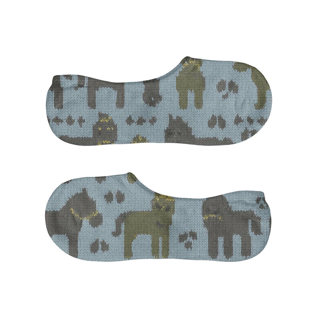 Meadow Grid Donkey Tiling designer printed no-show socks