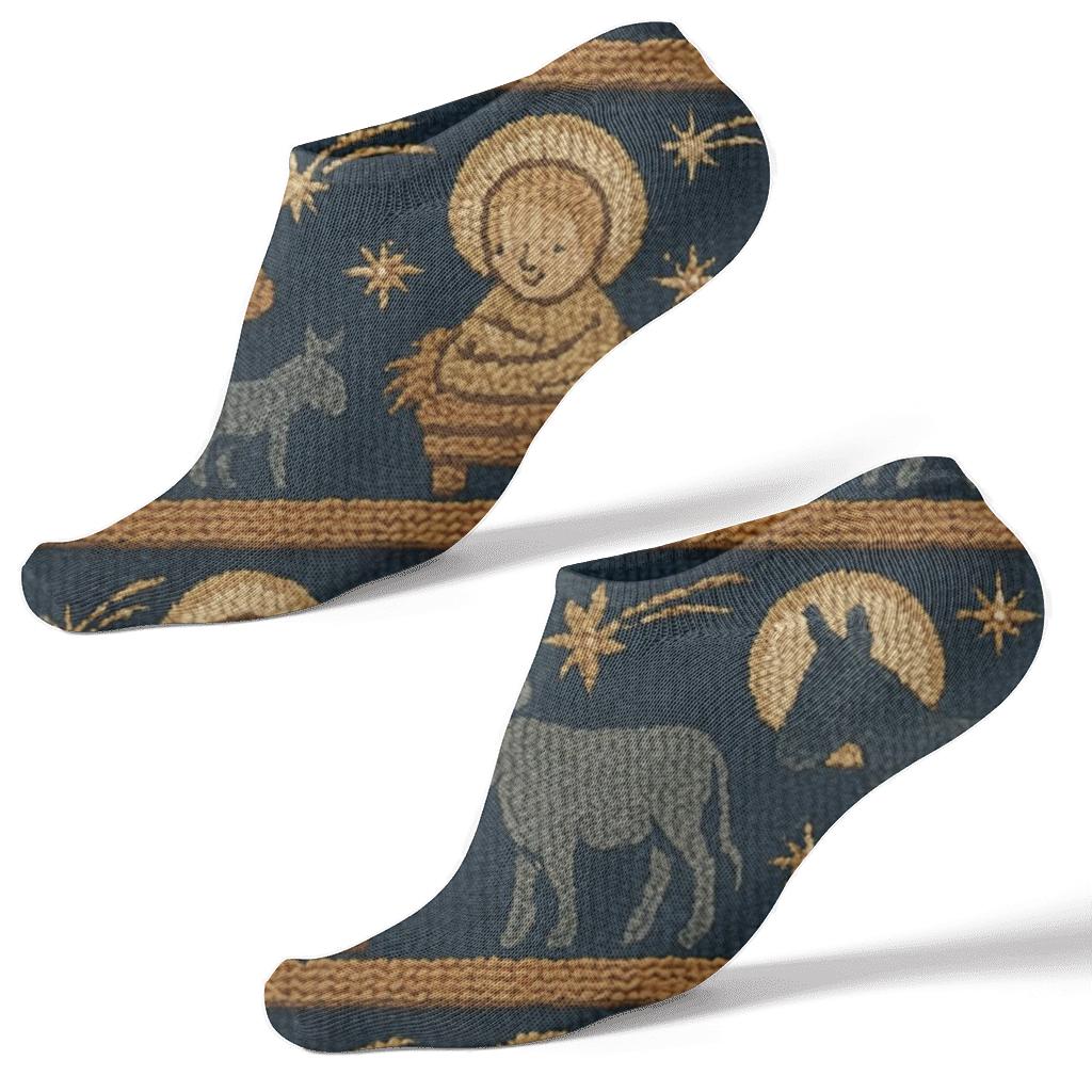 Halo Tile Nativity With Baby Jesus personalized ankle socks