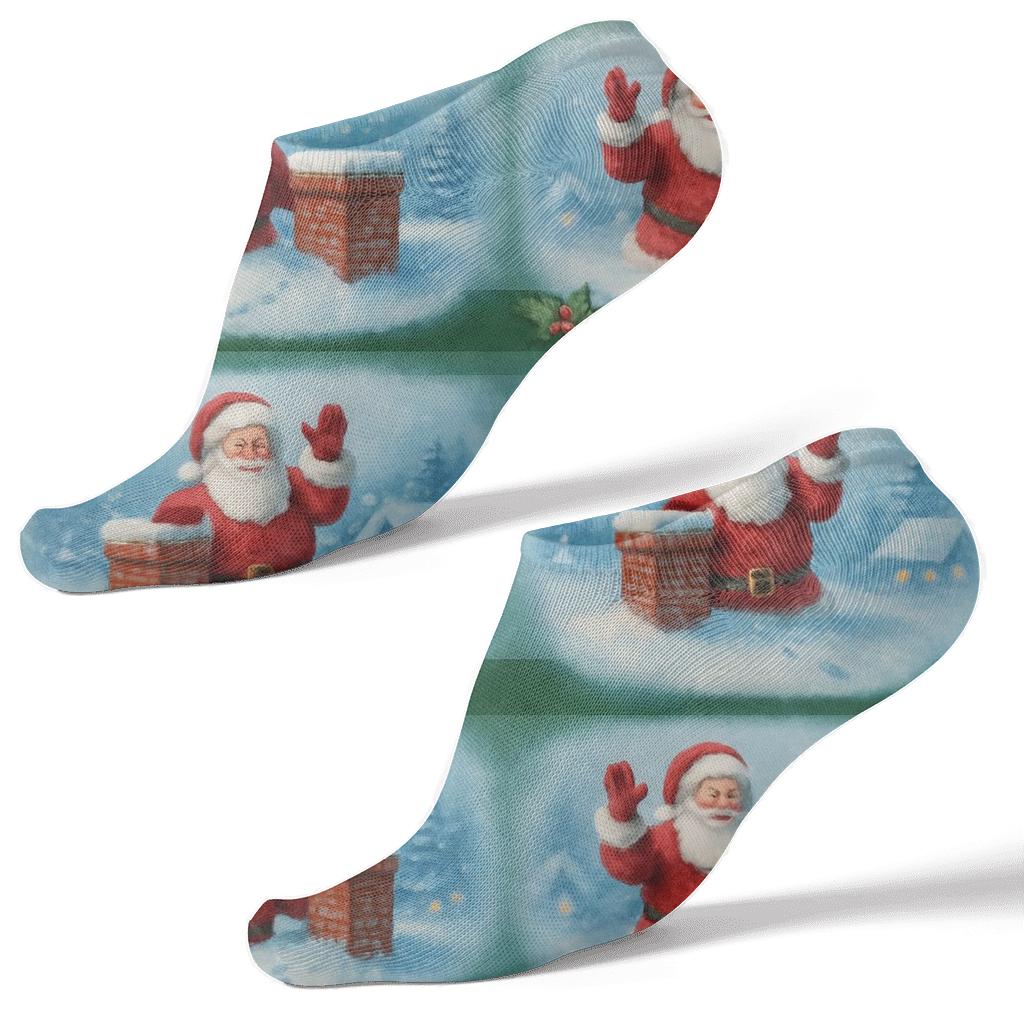 Playful Rooftop Scene With Santa Claus comfortable cotton ankle socks