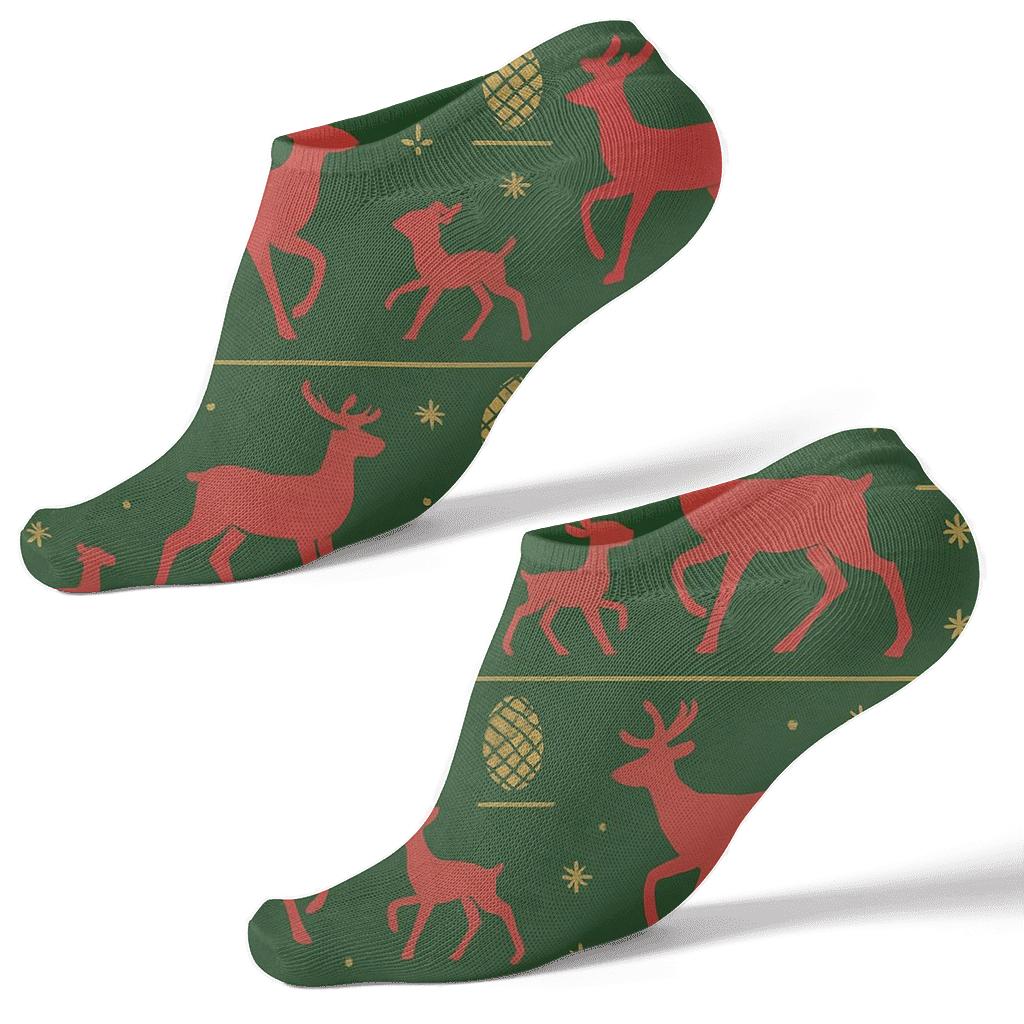Prancing Herd Tessellation With Reindeer premium sports ankle socks