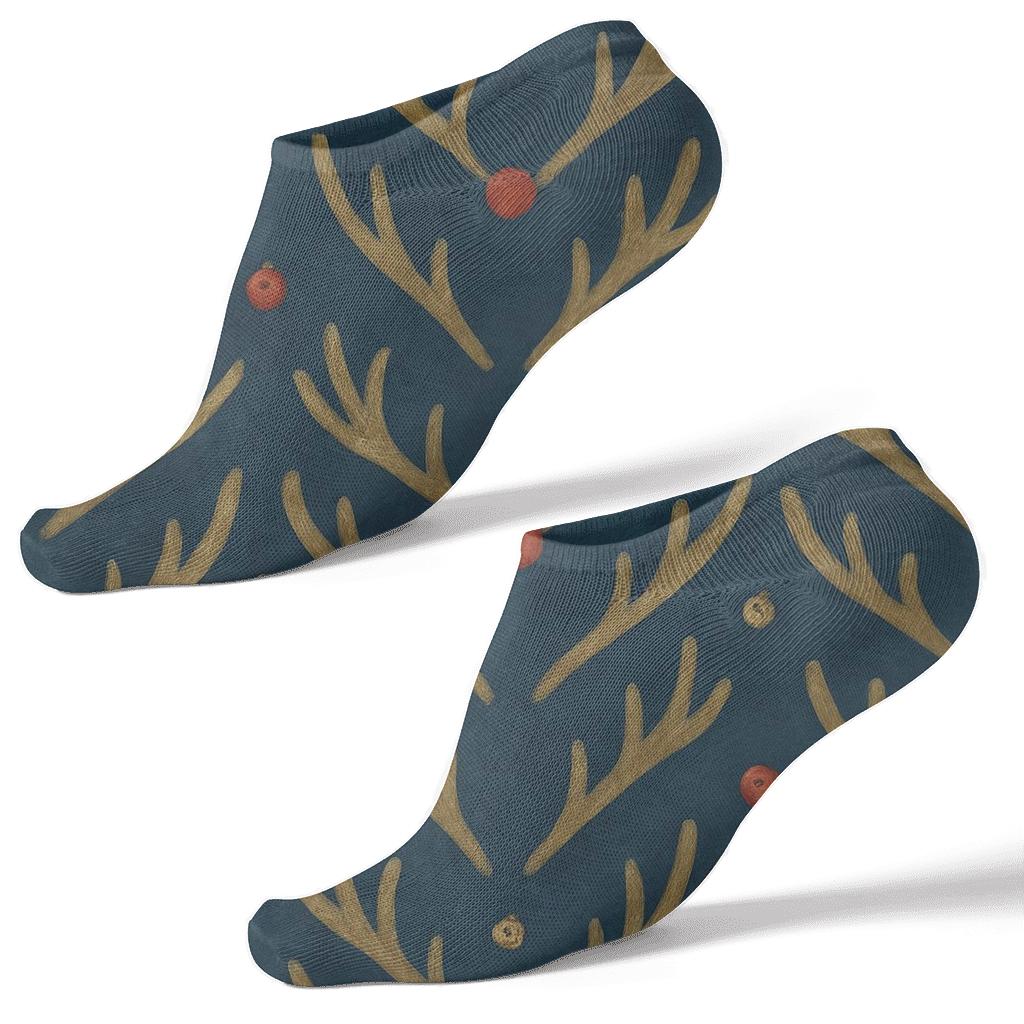 Antler Chevron With Rudolph Accent soft everyday ankle socks