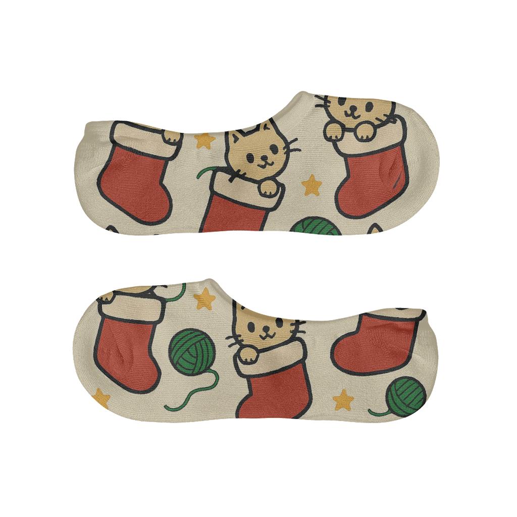 Festive Cat In Stocking Scatter Holiday comfortable invisible socks
