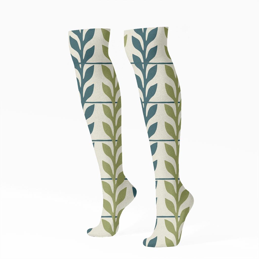 Kelp Lattice Tide Bands unique graphic knee-high socks