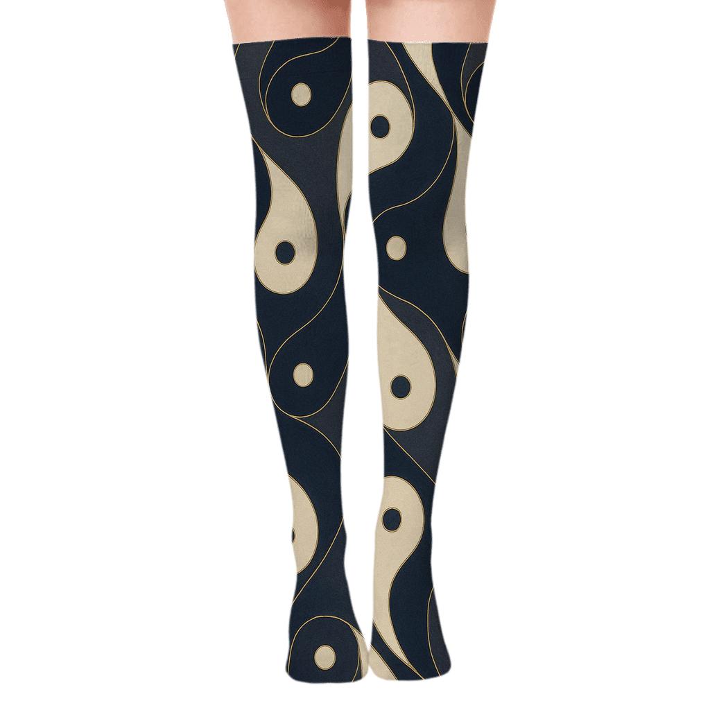 Interlocking Teardrop Tessellation On Charcoal custom over-the-knee socks