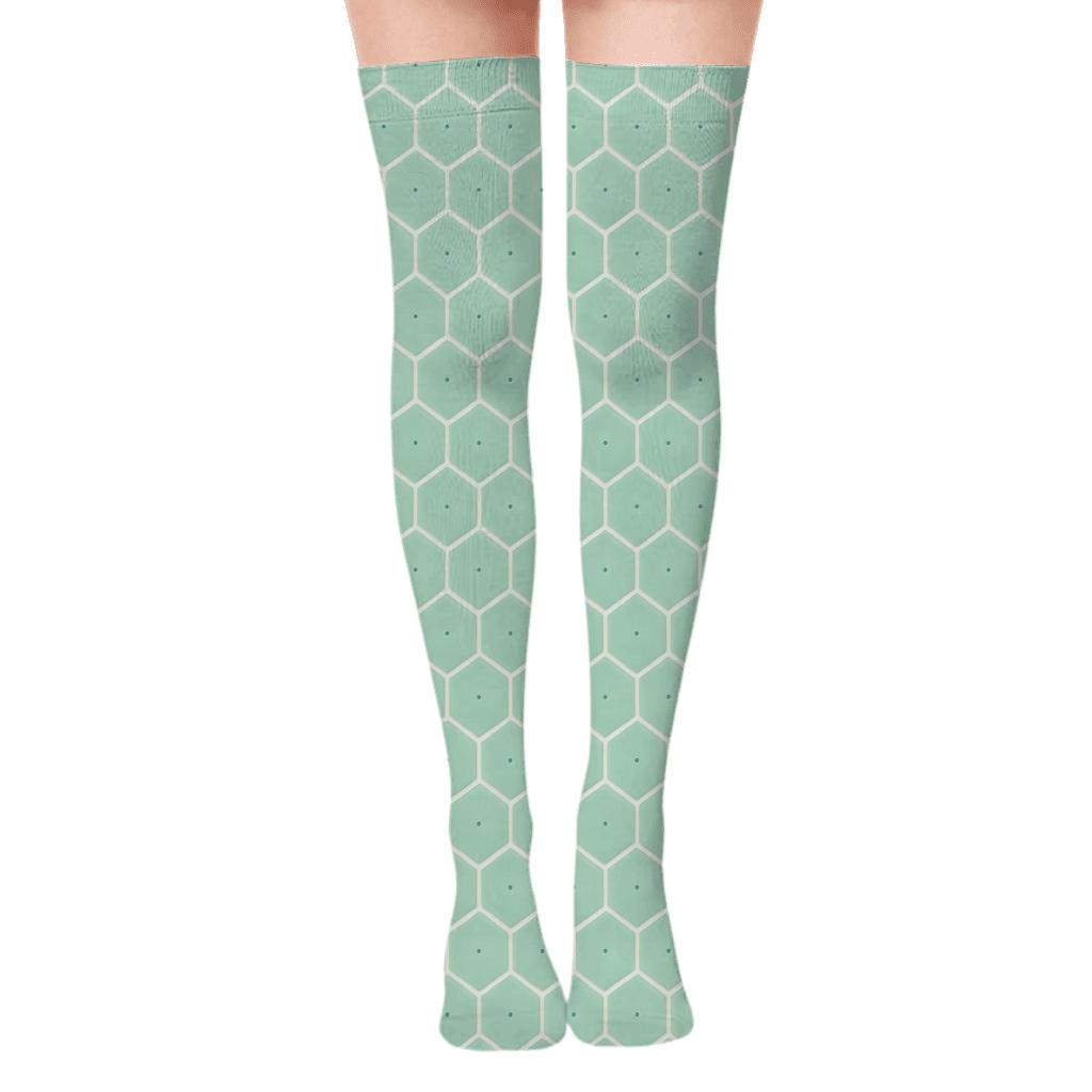 Calm Cellular Mesh trendy patterned over-the-knee socks