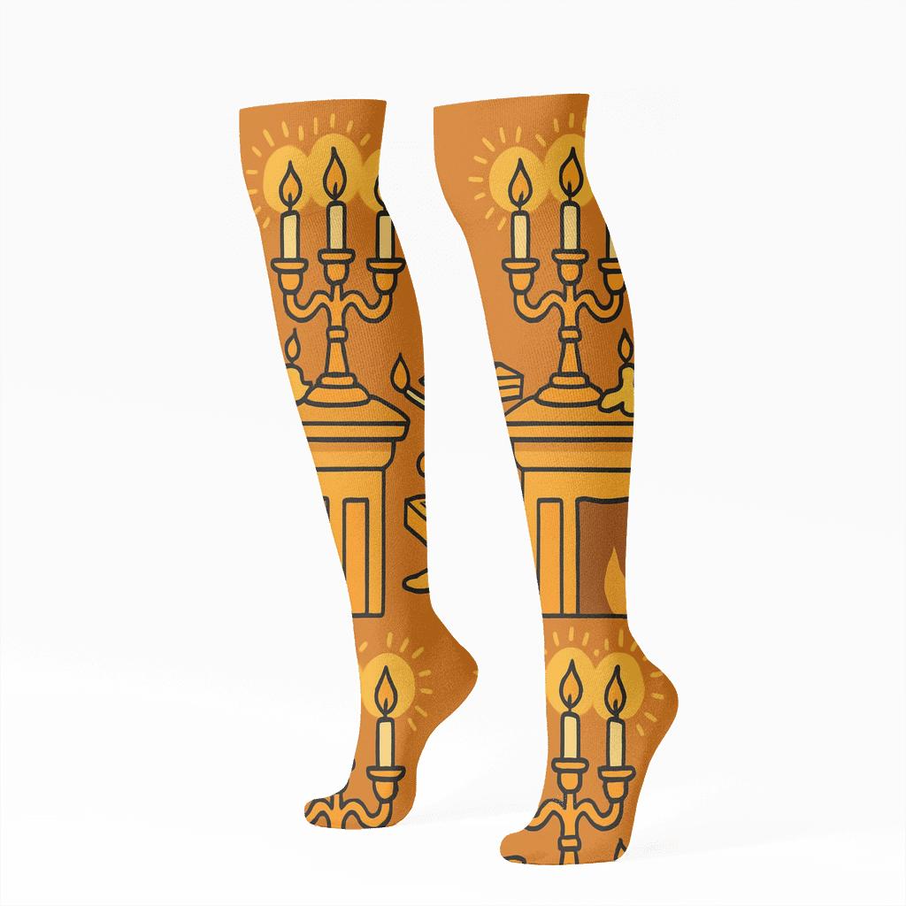 Mantelscape With Candle Accent personalized knee-high socks