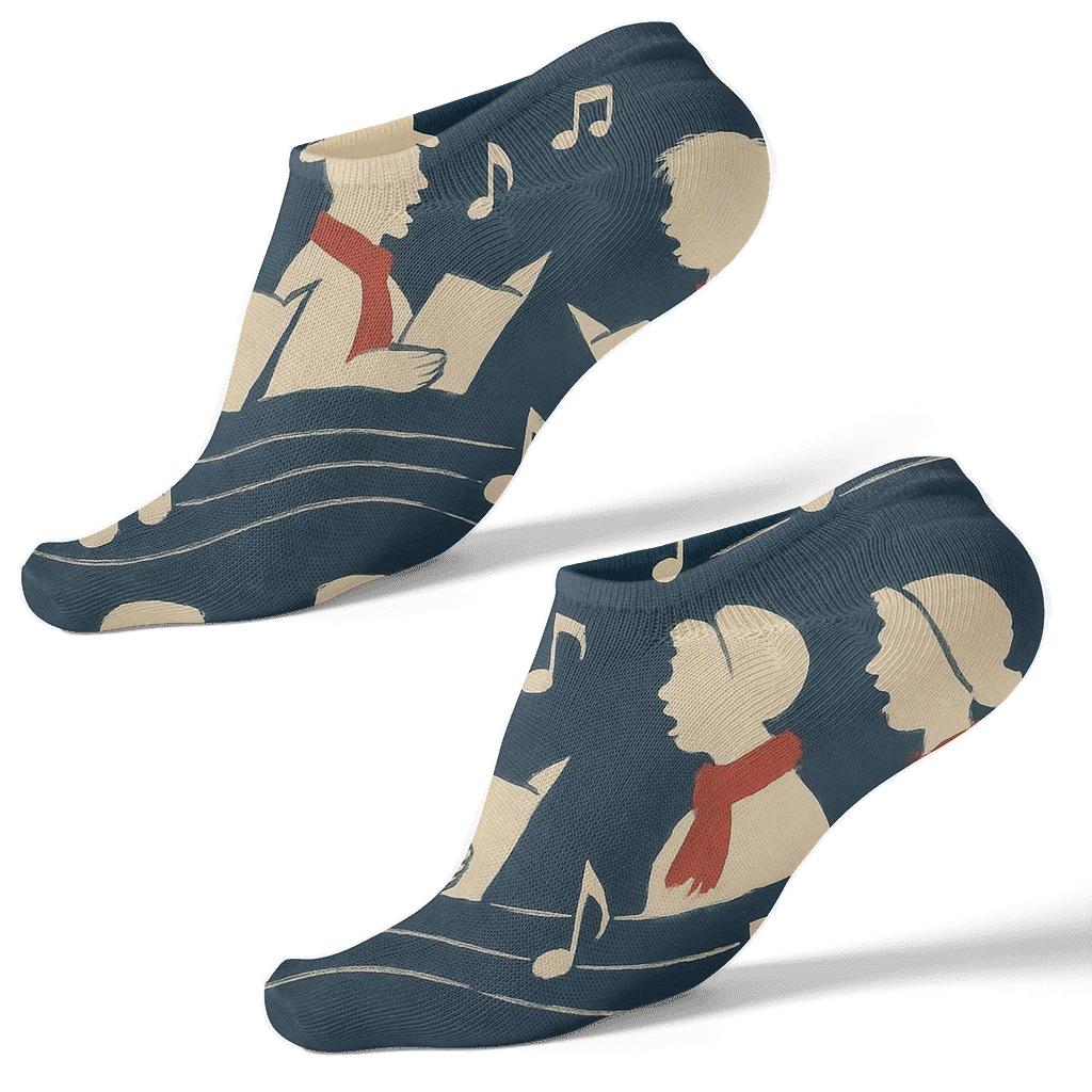 Carolers Silhouette Wave Holiday soft everyday ankle socks