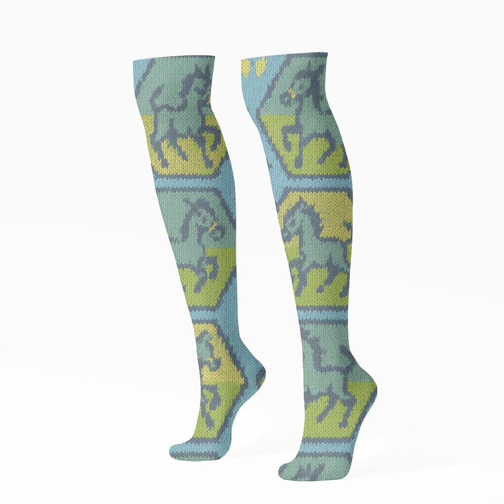 Donkey Meadow Tessellation unique graphic knee-high socks