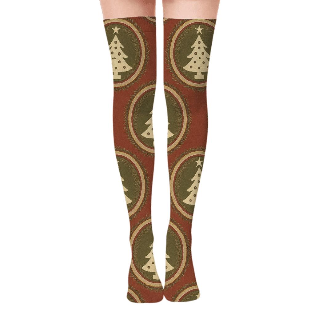 Ornament Spotlight Tree Tessellation trendy patterned over-the-knee socks
