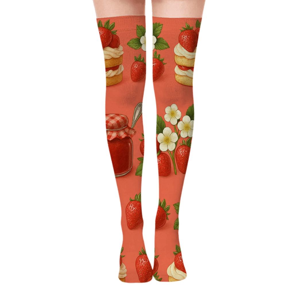 Strawberry Shortcake Band Wrap On Coral personalized over-the-knee socks