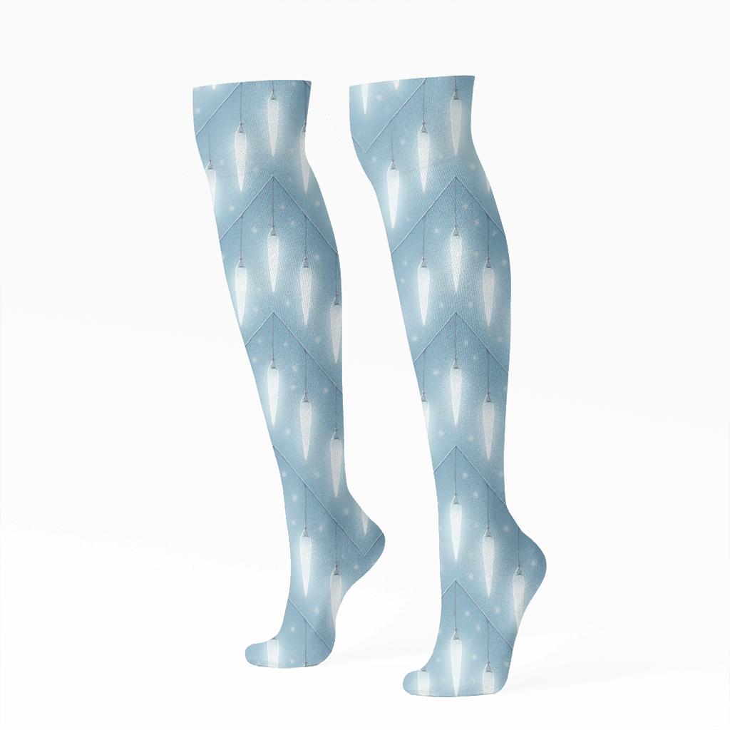 Icicle Light Chevron On Icy Blue premium sports knee-high socks