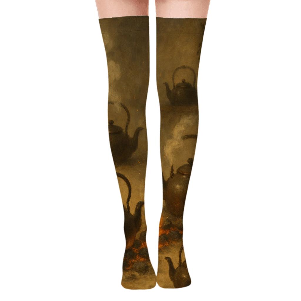 Kettle Scatter With Heart Accent stylish fashion over-the-knee socks