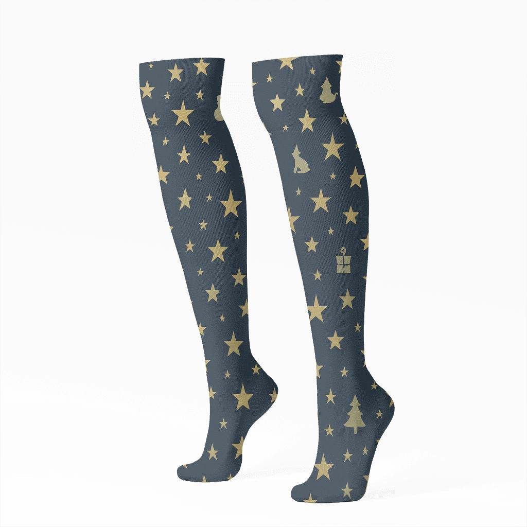Nativity Starfield Holiday custom knee-high socks