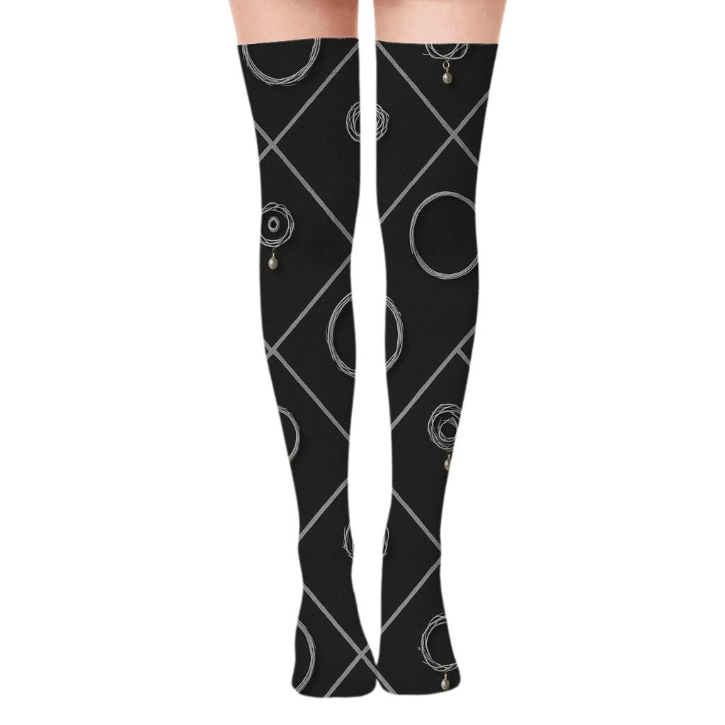 Twig Chevron With Wreath Accent trendy patterned over-the-knee socks