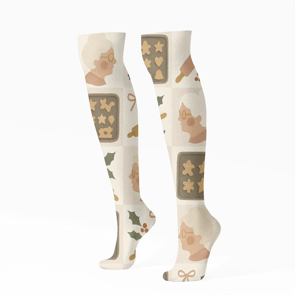 Cookie Tray Grid Featuring Mrs Claus premium sports knee-high socks