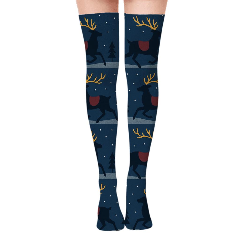 Reindeer Silhouette Progression Christmas custom over-the-knee socks