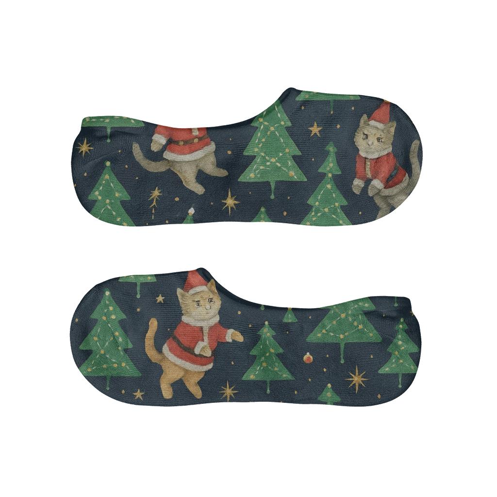 Midnight Space Santa Cats Constellation soft cotton no-show socks