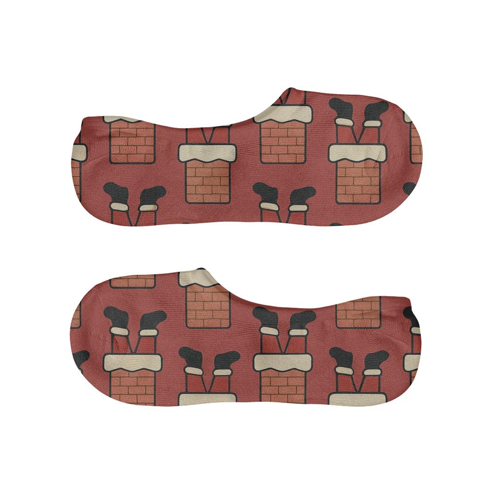 Crimson Chimney Entry Grid Santa low cut no-show socks