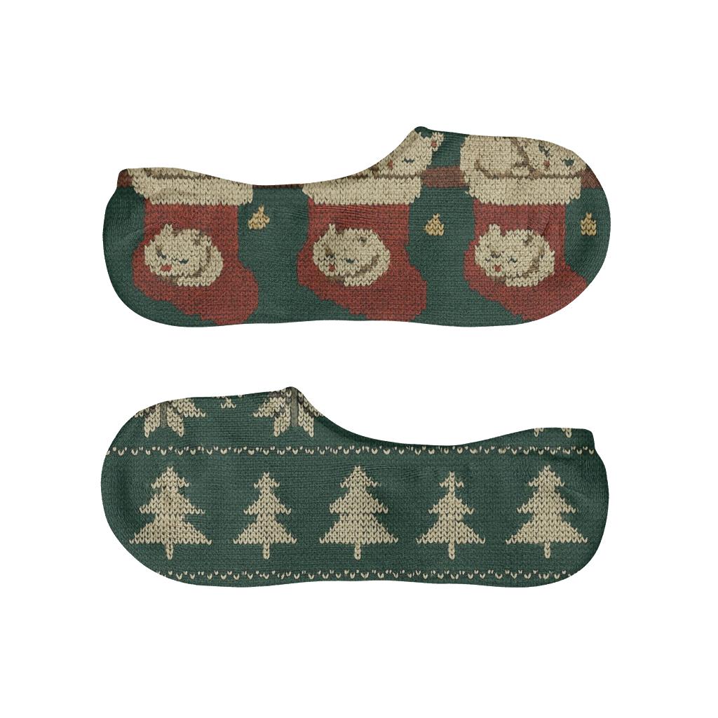 Knitted Fireplace Nap Cats Stripe comfortable invisible socks