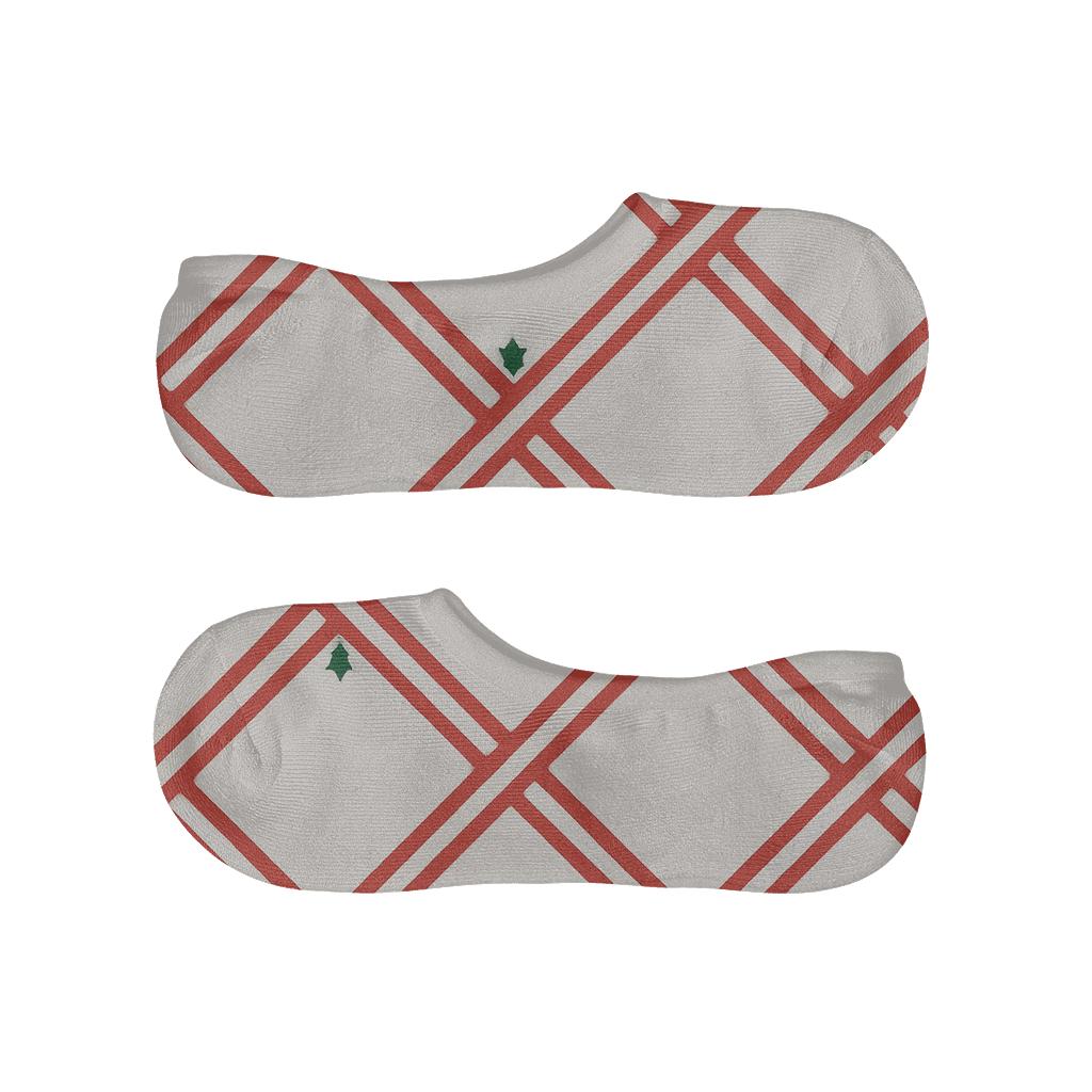 Candy Cane Stripe Grid Xmas Edition anti-slip no-show socks