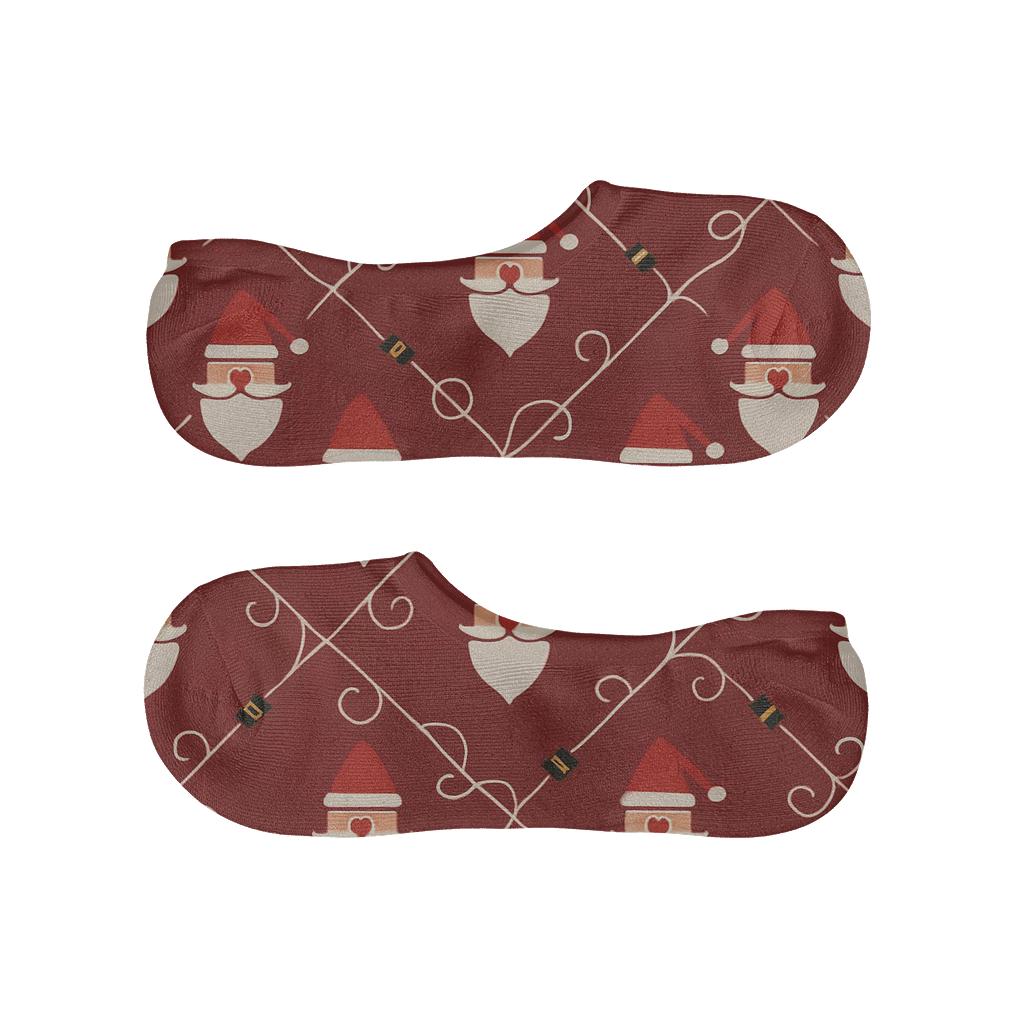 Beard Lattice With Minimalist Santa Icons anti-slip no-show socks
