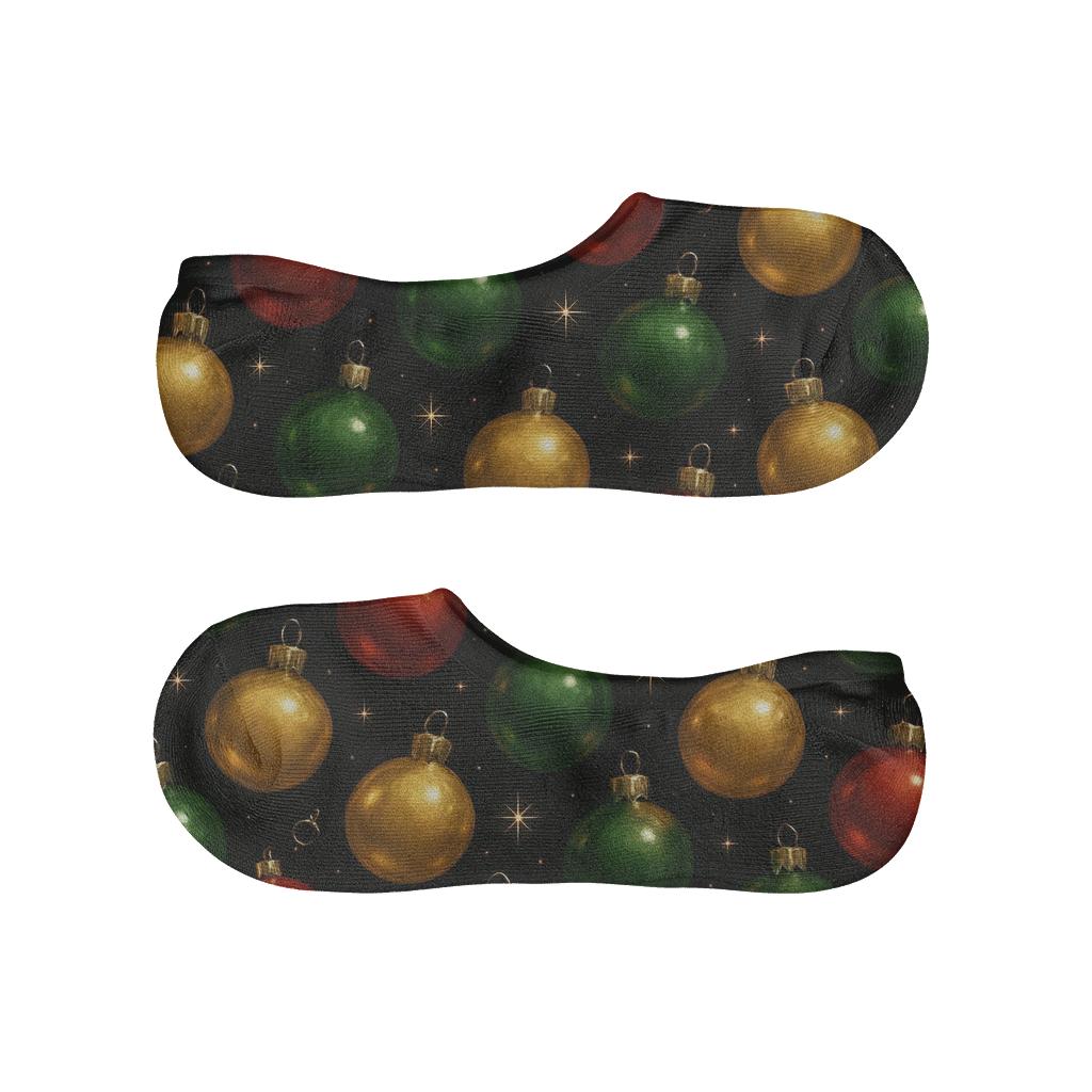 Twinkling Ornaments On Midnight Christmas Sky personalized no-show socks