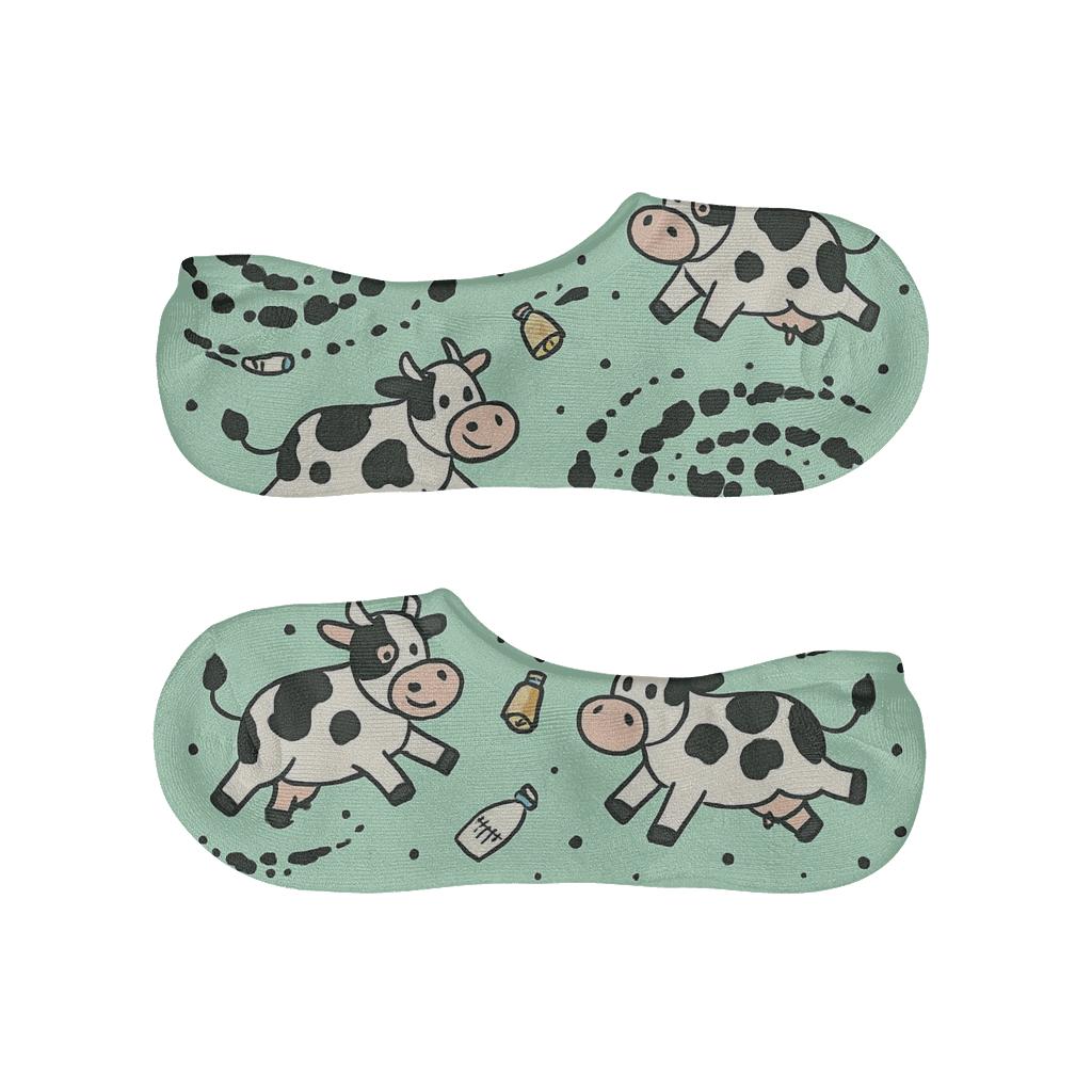 Milky Way Meadow Cartoon Cows comfortable low-cut socks