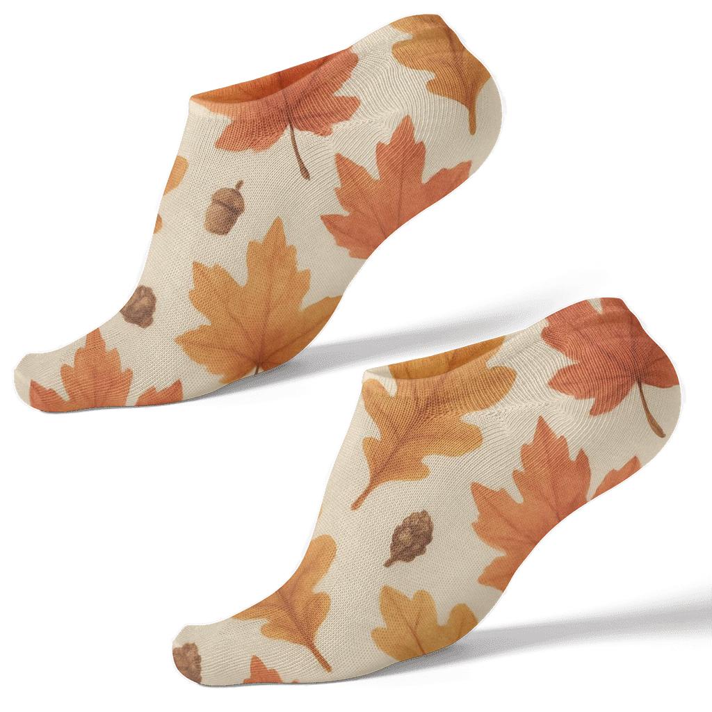 Amber Leaf Drift Grid trendy patterned ankle socks