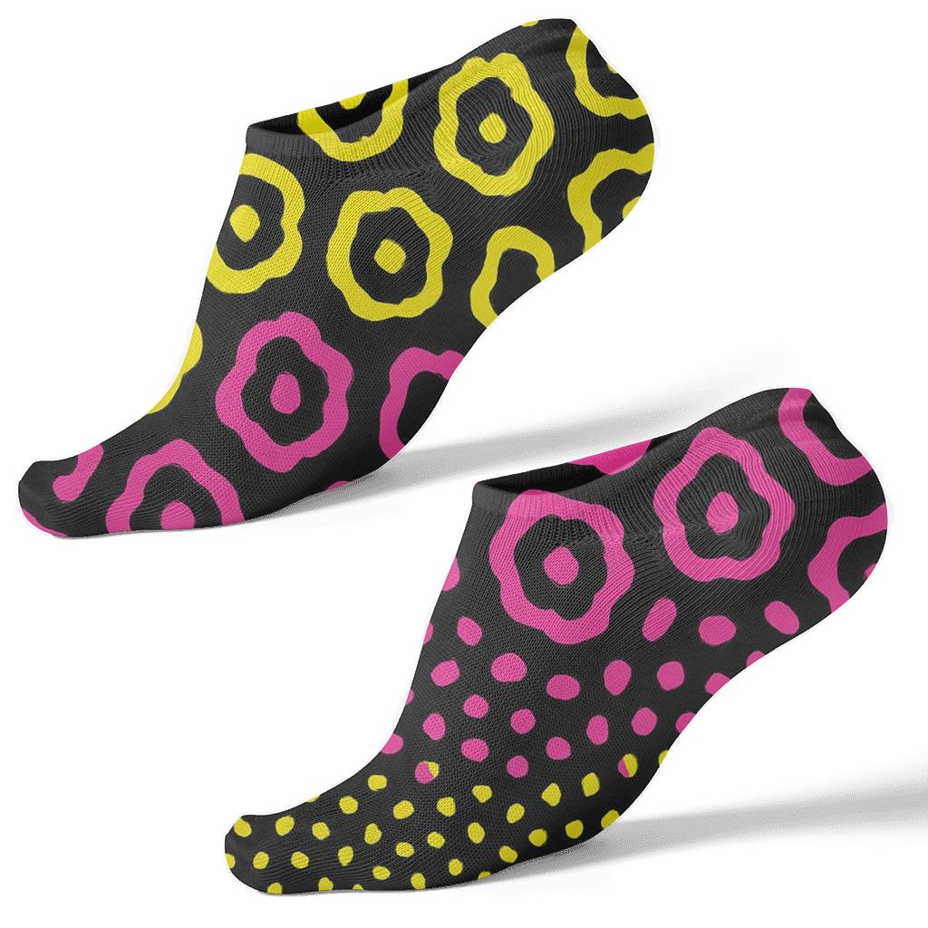 Neon Edge Leopard Bandscape designer print ankle socks
