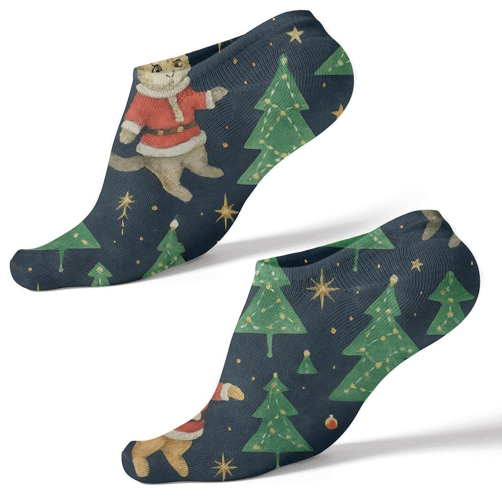 Midnight Space Santa Cats Constellation premium sports ankle socks