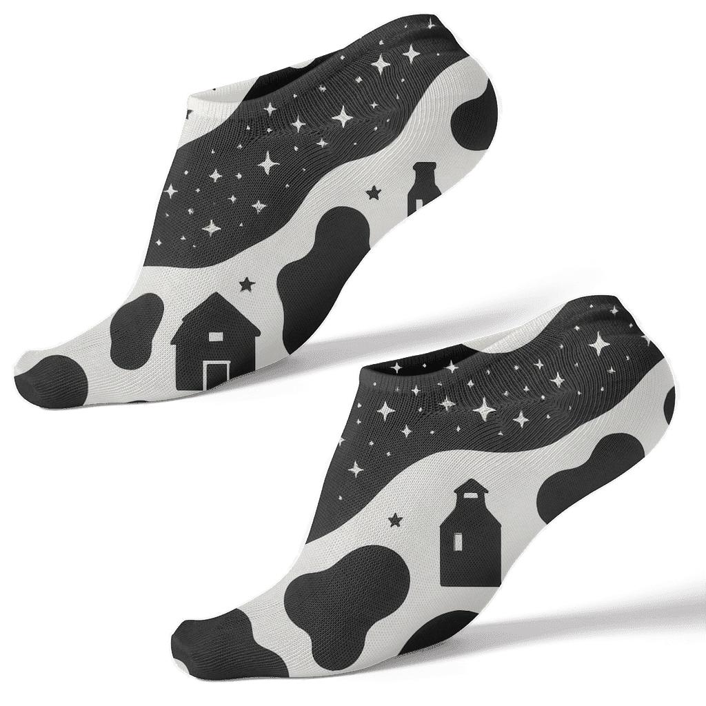 Galactic Pasture Cow Spot Constellations premium sports ankle socks