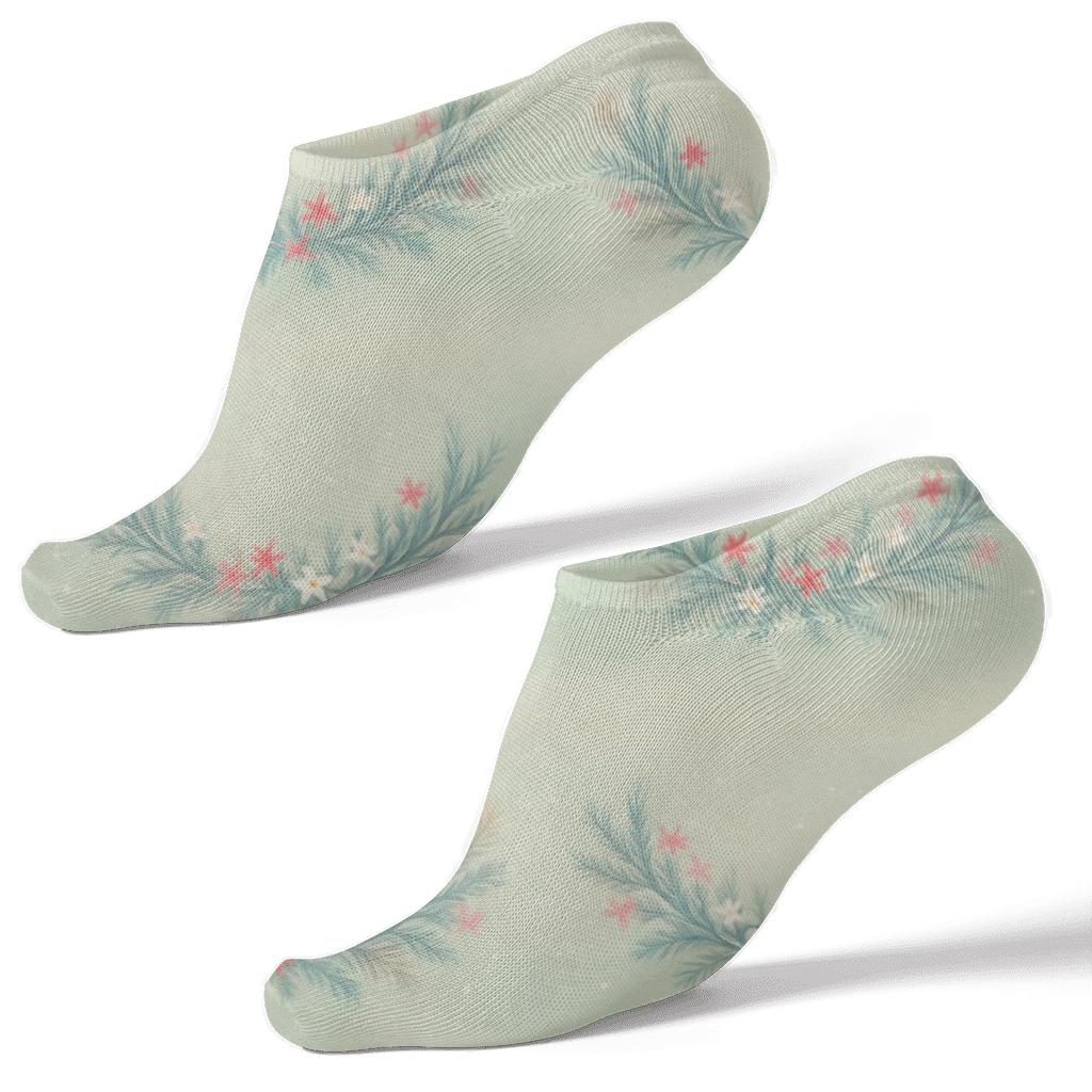 Snowy Evergreen Wildflower Wreath Band custom ankle socks
