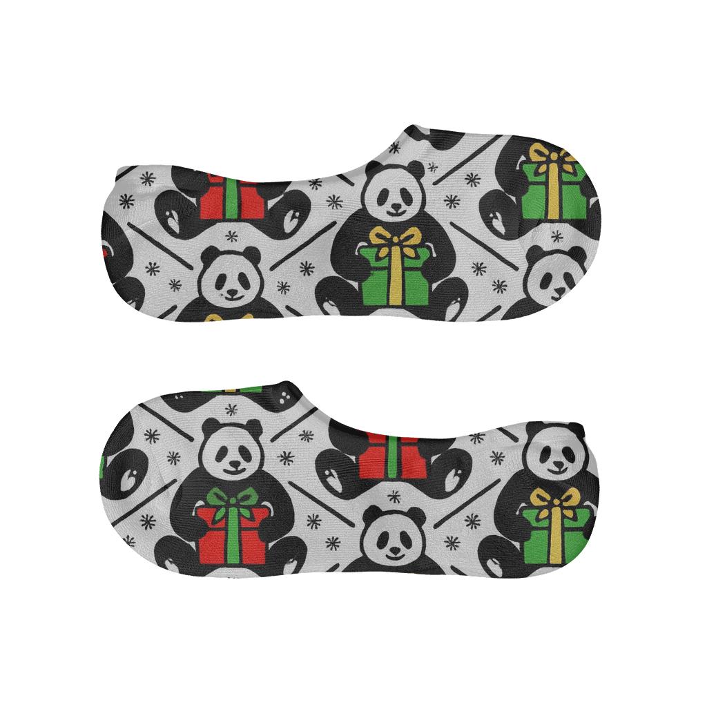 Panda Gift Box Chevron personalized no-show socks