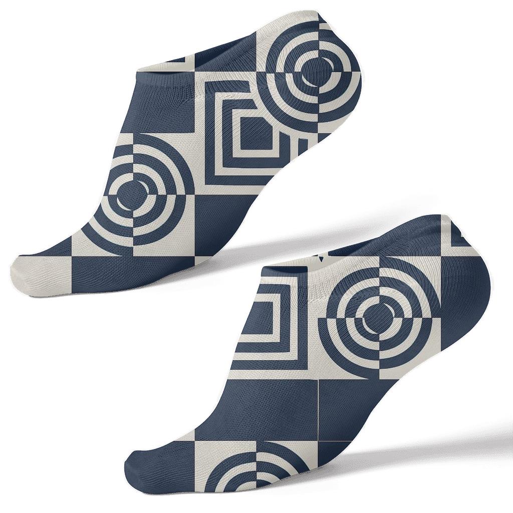 Orbiting Grid Check unique graphic ankle socks