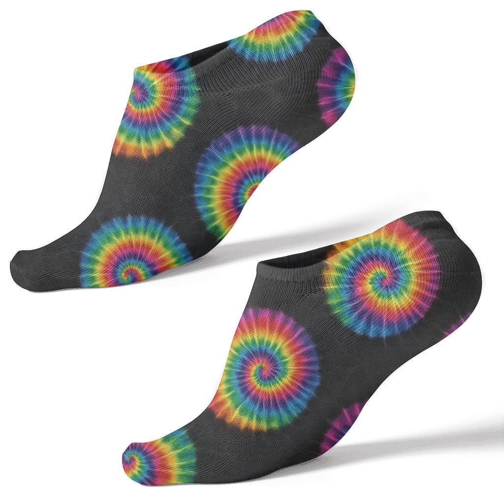 Neon Spiral Lattice On Black premium sports ankle socks