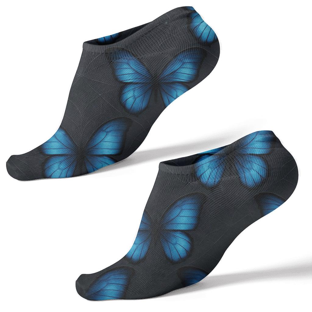 Iridescent Blue Morpho Night Lattice unique graphic ankle socks