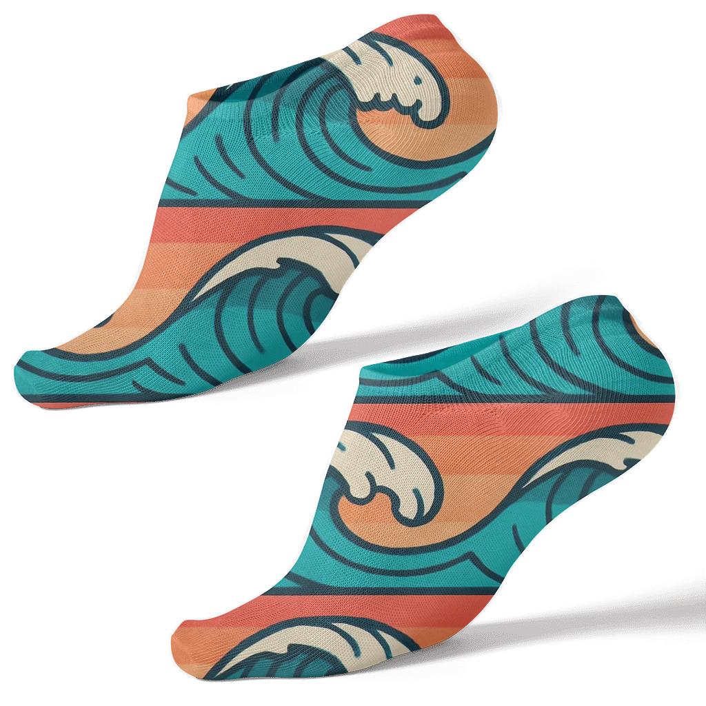 Sunset Peel Surf Break Stripes unique graphic ankle socks